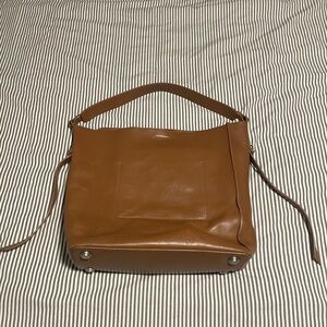 ALLSAINTS Paradise North/South Brown Leather Tote Bag